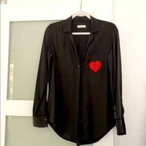 Silk Equipment Red Heart Blouse